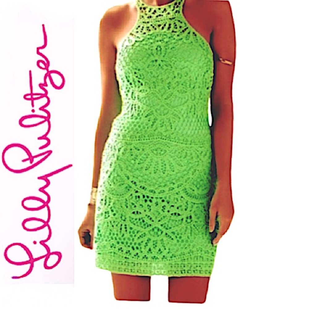 LILLY PULITZER.NWT.Gorgeous knit crochet panel midi dress.Sleeveless.New Green.L